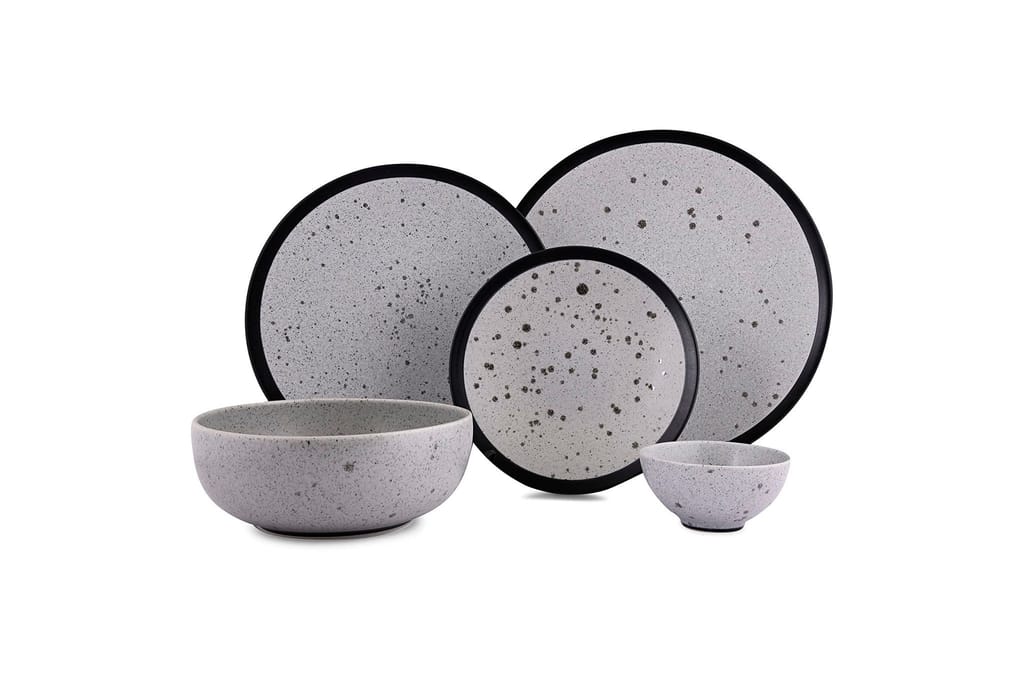 Hitkari Porcelain Raw Grey Dinner Set of 21 pcs | for Home & Kitchen | Material: Porcelain| Luxury Dinnerware| 21Pc. (Grey,21pc.)