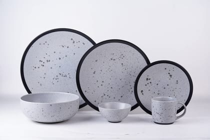 Hitkari Porcelain Raw Grey Dinner Set of 21 pcs | for Home & Kitchen | Material: Porcelain| Luxury Dinnerware| 21Pc. (Grey,21pc.)