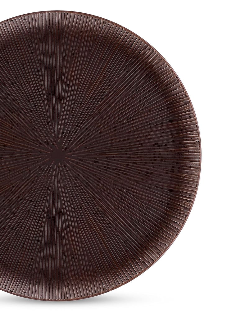 Hitkari Potteries Porcelain Rustic Brown Side Plate Set of 6 PC for Home & Kitchen | Side Plate Set | (20cm, Set of 6 Pcs.)