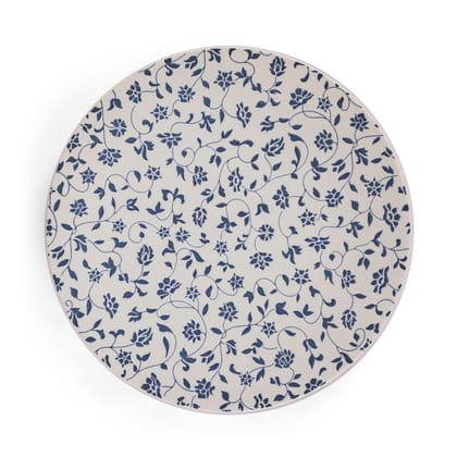 Hitkari Potteries Porcelain Noey Blue Set of 1 Pc for Home & Kitchen Rice Plate Set (31cm, Blue)