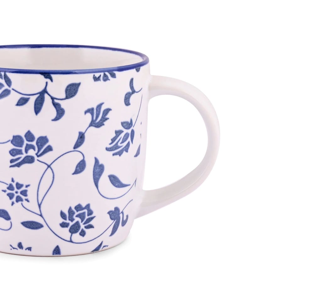 Hitkari Potteries - Noey Blue Coffee Mug 2 PC. | for Morning & Evening Coffee, Tea |Material: Porcelain |for Home & Kitchen |Set of 2pcs| Microweb Safe & Dishwasher Safe, Blue,300ml