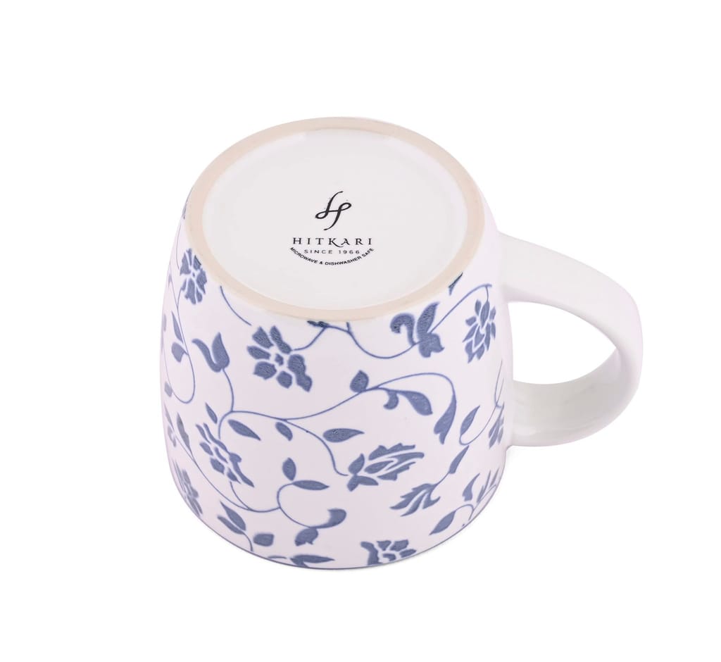 Hitkari Potteries - Noey Blue Coffee Mug 2 PC. | for Morning & Evening Coffee, Tea |Material: Porcelain |for Home & Kitchen |Set of 2pcs| Microweb Safe & Dishwasher Safe, Blue,300ml