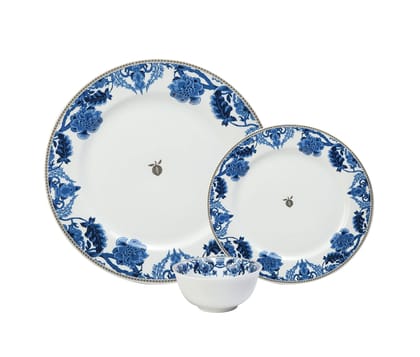 Hitkari Porcelain Monsoon Dinner Set 18 Pcs.|Dinner Set for 6|Material: Porcelain|Luxury dinnerware with Pure Platinum Lining |for Home & Kitchen|White, Large
