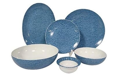 Hitkari Potteries Porcelain Emboss Dinner Set for Home, Kitchen, Blue, 27-Pieces�