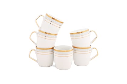 Hitkari Potteries Porcelain of 6pc. | for Morning & Evening Coffee/Tea |Glaze Coffee Mug | Service for 6| Microweb Safe & Dishwasher Safe Coffee Mug | Grey,250ml