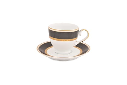 Hitkari Potteries - Cups & Saucer Set for 6 for Morning & Evening Tea | Material: Porcelain | with Elegant Design | 12-Pieces