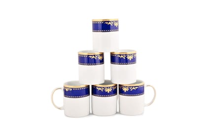 Hitkari Porcelain Coffee Mug 6 Pc.| White | 6 Pc. Coffee Mug for Morning & Evening Tea | Set of 6 Pc.