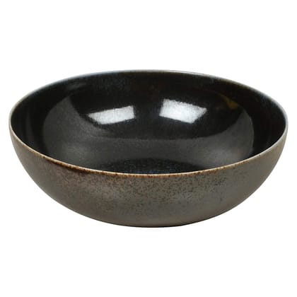 Hitkari Potteries Porcelain Blue Lagoon Serving Bowl 2 PC for Home & Kitchen | Serving Bowl Set 2 PC (23 x 5.5 cm, Black)