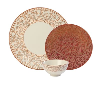Hitkari Porcelain Mila Tereacota Dinner Set 18 Pcs. |Modern & Trendy Design |Designed in India|for Home & Kitchen|Teracota | Dishwasher Safe & Microweb Safe