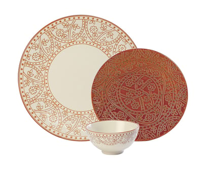 Hitkari Porcelain Mila Teracota Dinner Set 12 Pcs.|High-Quality Porcelain |Modern & Trendy Design |Designed in India|for Home & Kitchen|Teracota | Dishwasher Safe & Microweb Safe