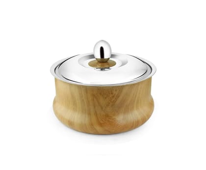 FnS "Amore" Stainless Steel Double Wall Insulated Casserole with Lid (3000 ml, Wooden)