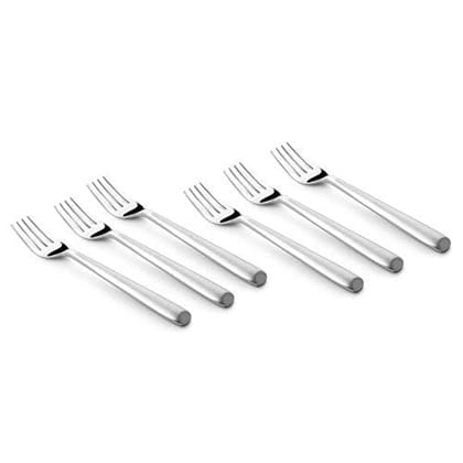 FnS Aura Stainless Steel Dessert Fork Set for Noodles/Chowmein (6 PCs Dessert Fork)