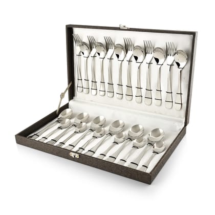 FnS Victoria Stainless Steel 24 Pcs Box Cutlery Set (6 Dinner Spoon, 6 Dinner Fork, 6 Teaspoon, 6 Baby Spoon)