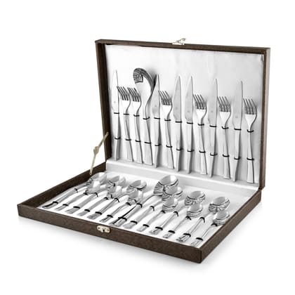 FnS Slim Line Stainless Steel Cutlery Set- 26-Piece (6 Dinner Spoons, 6 Dinner Forks, 6 Teaspoons, 6 Dinner Knives & 2 Serving Spoons)