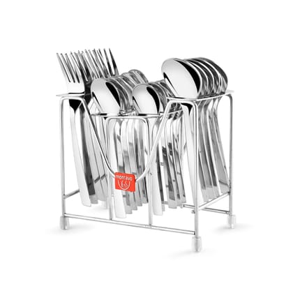 Montavo by FnS Trendz 24 Pcs Cutlery Set with Stand (6 Dinner Spoon, 6 Dinner Forks, 6 Teaspoons, 6 Baby Spoons & 1 Stand)