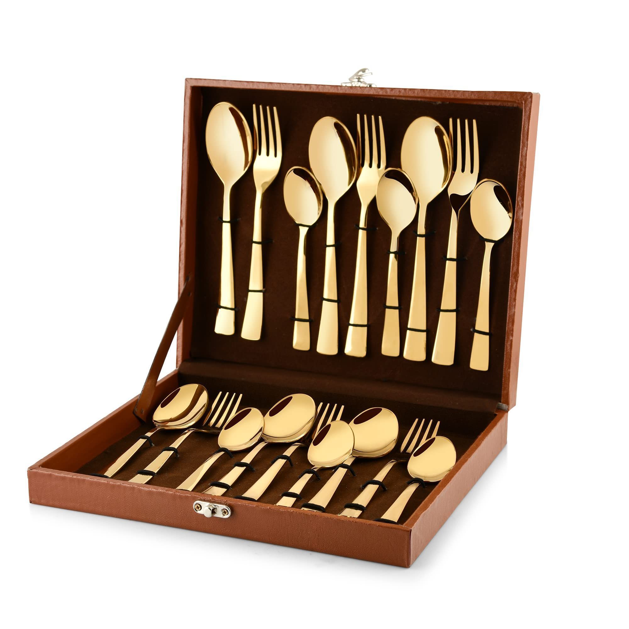 Montavo by FnS Alexa Gold 24 Piece Stainless Steel Cutlery Set