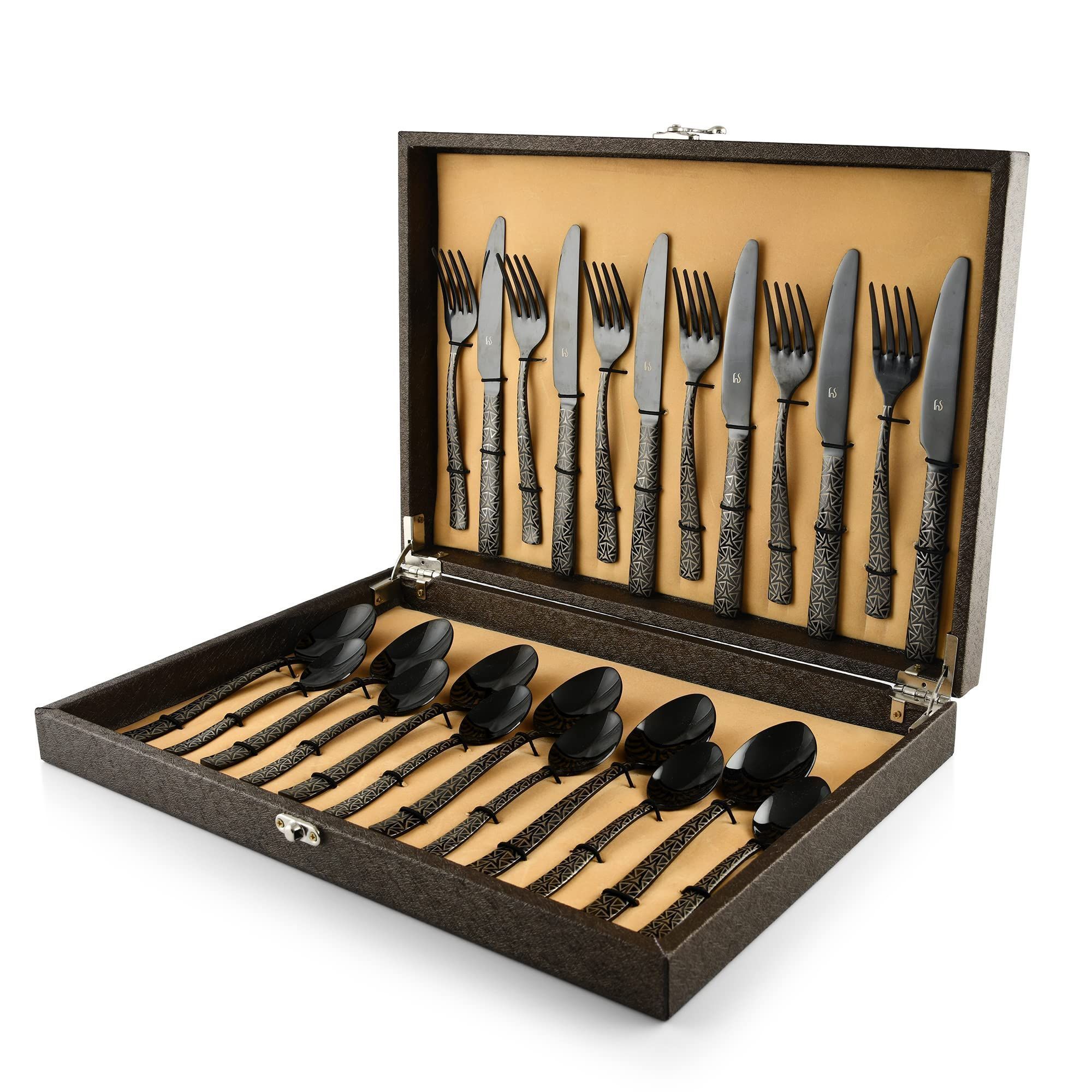 FNS International Pvt Ltd Phoenix 24 Pieces Stainless Steel Cutlery Set with Box Packaging