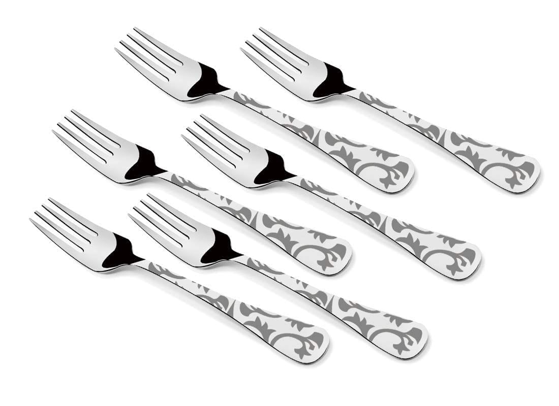 Montavo by FnS Vigo Stainless Steel Grey Printed Dessert Fork (6 Dessert Fork)