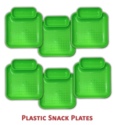 Inpro Stylish Plastic Plates in 6 Green Color for Serving Snacks / Kitchen crockery / pasta plate / Half plate-Plastic Snacks plates-stylish plates-small plate- plastic kitchen crockery or parties Set of 6 Green Snacks Plastic Plates (Set Of 6 Plates). Inpro Stylish Plastic Plates in 6 Green Color for Serving Snacks / Kitchen crockery / pasta plate / Half plate-Plastic Snacks plates-stylish plates-small plate- plastic kitchen crockery or parties Set of 6 Green Snacks Plastic Plates (Set Of 6 Plates).