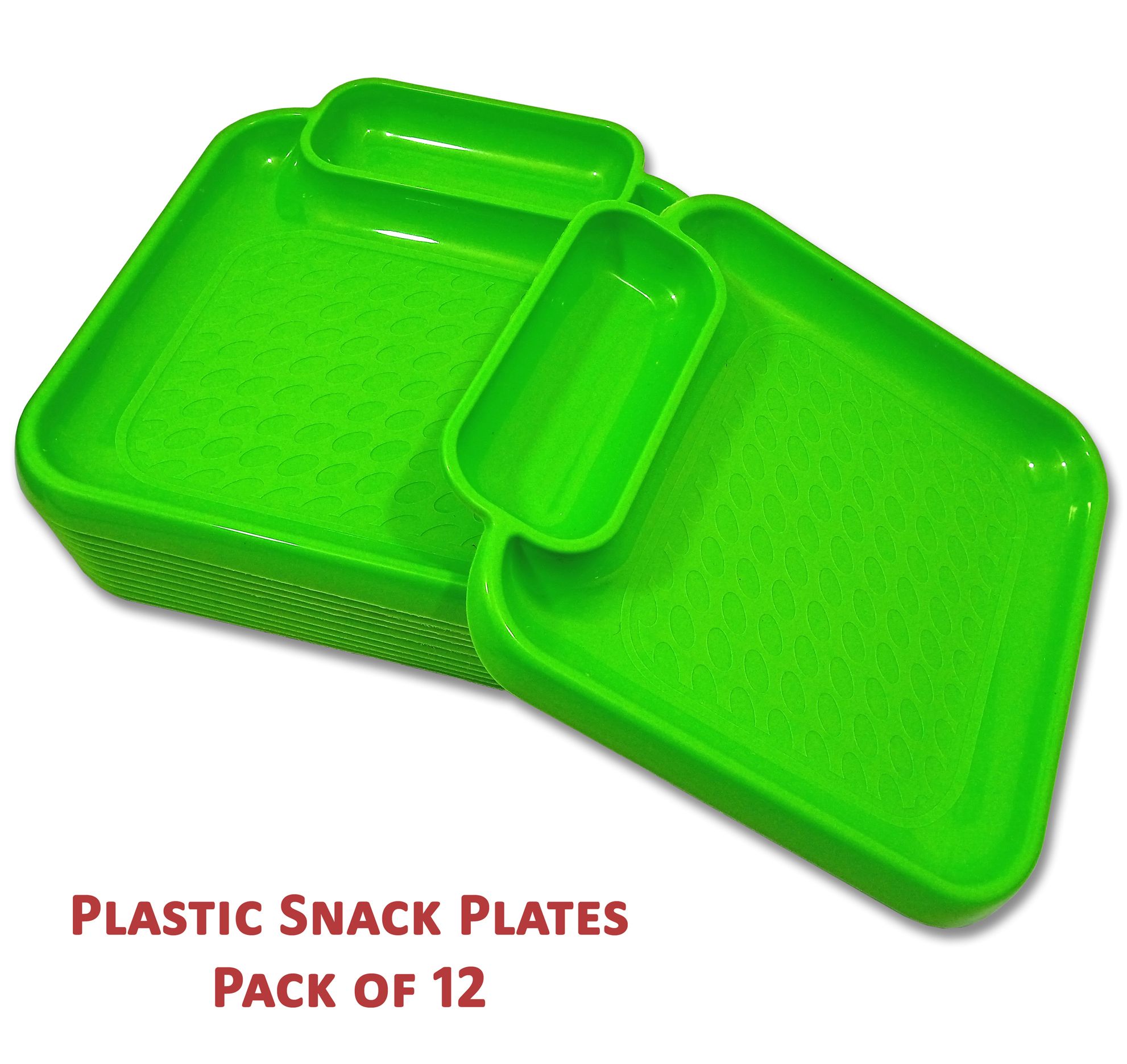 Inpro Stylish Plastic Plates in 12 Green Color for Serving Snacks / Kitchen crockery / pasta plate / Half plate-Plastic Snacks plates-stylish plates-small plate- plastic kitchen crockery or parties Set of 12 Green Snacks Plastic Plates (Set Of 12 Plates).