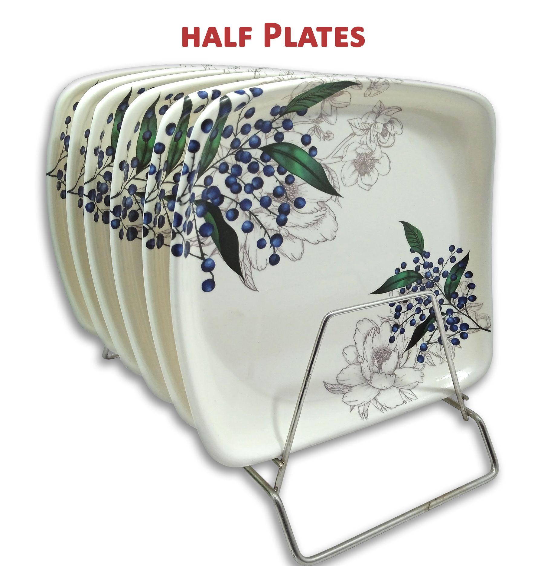 Melamine Half Plates: Lightweight Melamine Square 8 Inch Snacks Plate / Half Plates / Dinner Plates / Stylish Plate / Kitchen crockery / Melamine dinnerware / Lunch Plate / Melamine Plates / Plate Set of 6 (Half Snacks Plates)