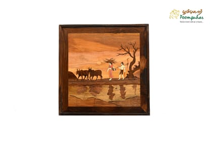 ROSEWOOD PANEL COW 18X18 INCH