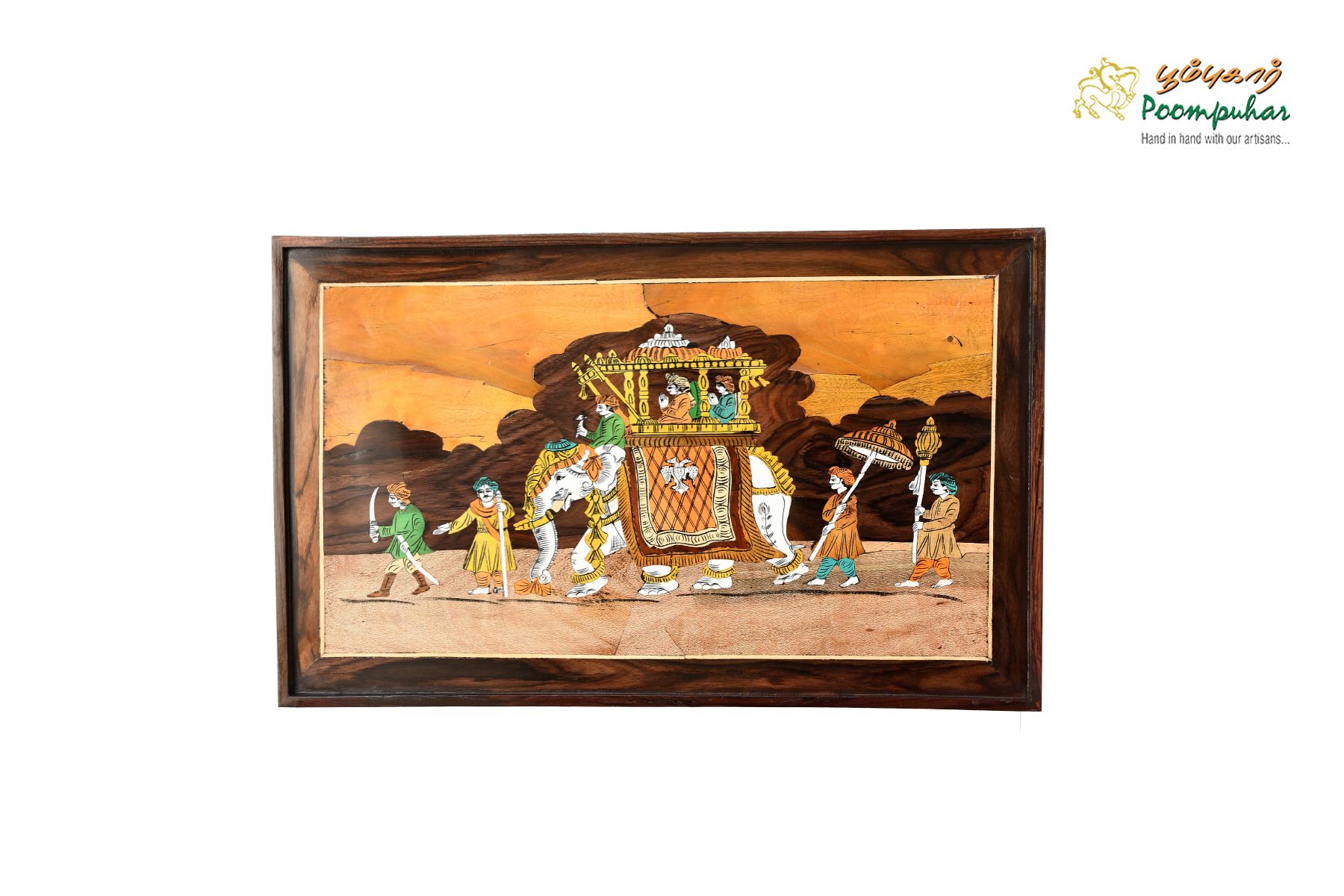 ROSEWOOD PANEL AMBARI ELEPHANT 18X30 INCH