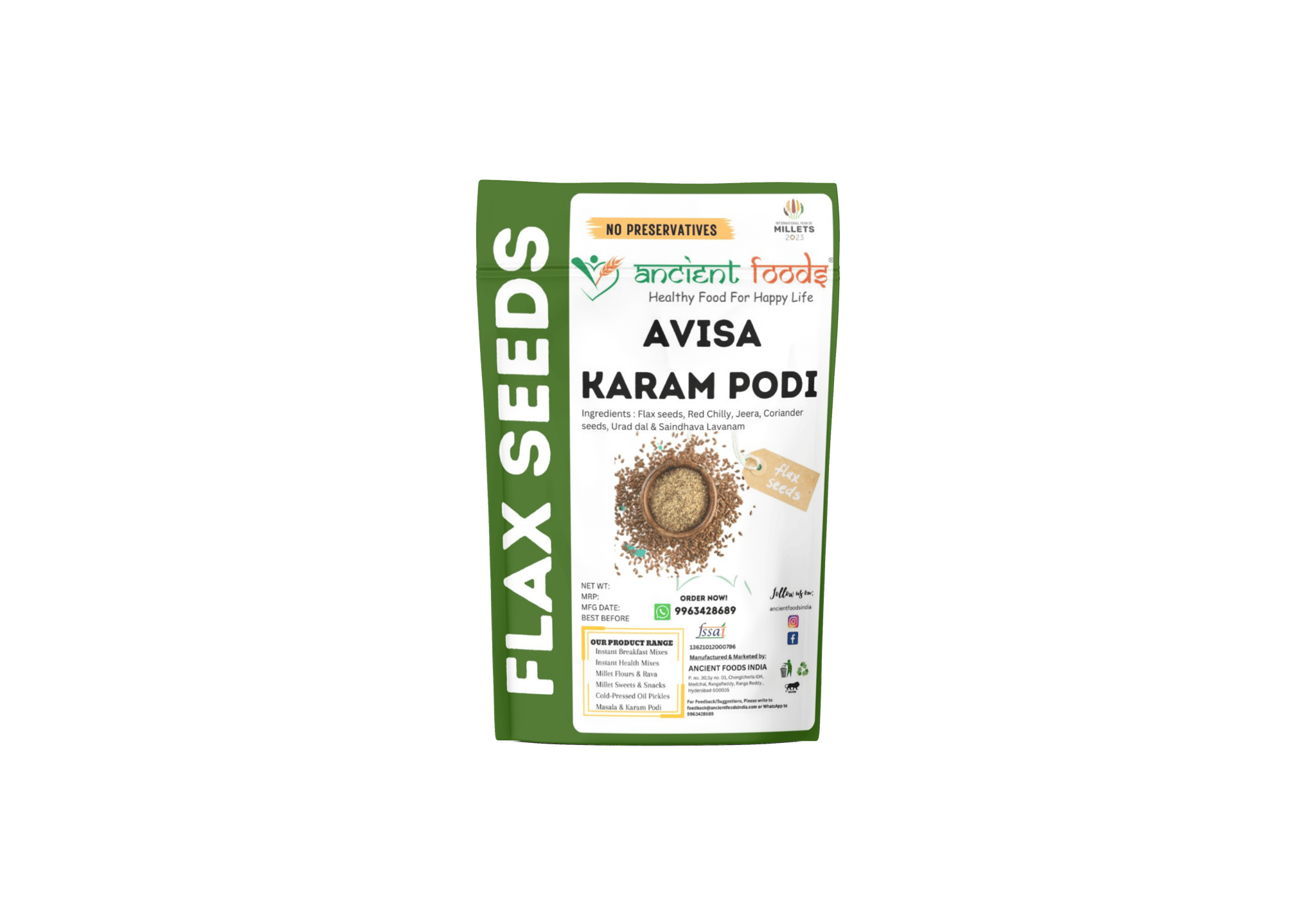 Ancient Foods Flax Seeds Karampodi (Avisa Karampodi) - 100gm