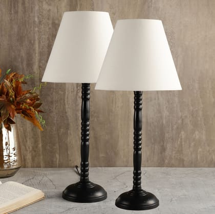 BTR CRAFTS Metal Table Lamp Set Of 2 With White Shade (Bulb Not Included)