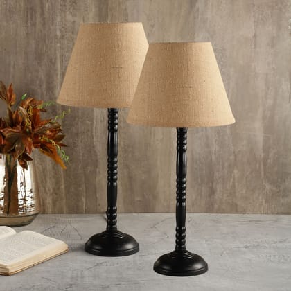 BTR CRAFTS Metal Table Lamp Set Of 2 With Jute Shade (Bulb Not Included)