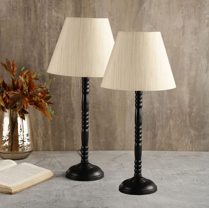 BTR CRAFTS Metal Table Lamp Set Of 2 With Cream Texture Shade (Bulb Not Included)
