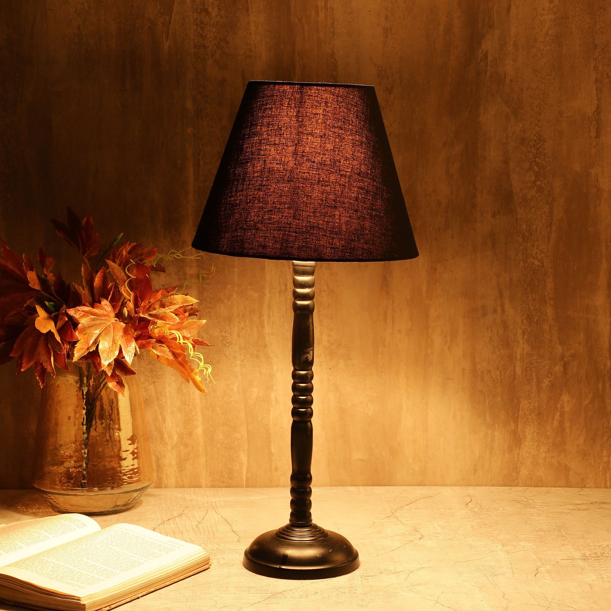 BTR CRAFTS Metal Table Lamp With Black Shade (Bulb Not Included)