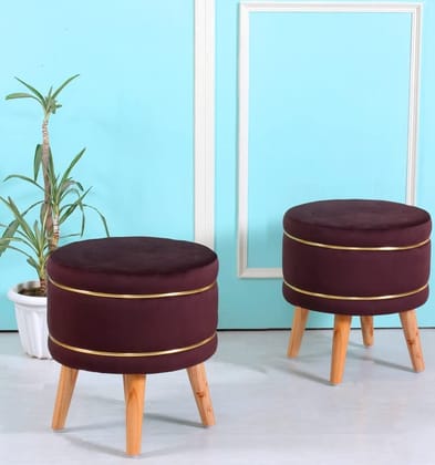 ShadowKart Pouffes Sitting Stool for Living Room, Mudda Puffy Wooden Ottoman Stools, Pouffe Footstool, Pouf for Office Home Decoration & Dressing Table, 16x16x18 Inch, Coffee