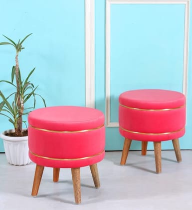 ShadowKart Pouffes Sitting Stool for Living Room, Mudda Puffy Wooden Ottoman Stools, Pouffe Footstool, Pouf for Office Home Decoration & Dressing Table, 16x16x18 Inch, Baby Pink