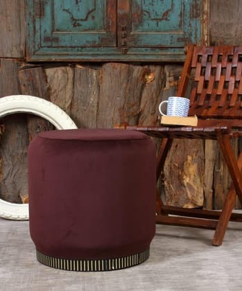Shadowkart Pouffes Sitting Stool for Living Room, Mudda Puffy Wooden Ottoman Stools, Pouffe Footstool, Pouf for Office Home Decoration & Dressing Table, 16x16x18 Inch, Coffee