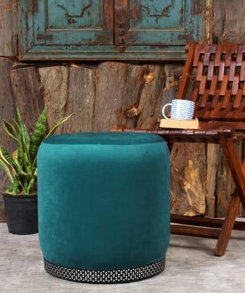 Shadowkart Pouffes Sitting Stool for Living Room, Mudda Puffy Wooden Ottoman Stools, Pouffe Footstool, Pouf for Office Home Decoration & Dressing Table, 16x16x18 Inch, Seagreen