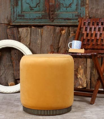 Shadowkart Pouffes Sitting Stool for Living Room, Mudda Puffy Wooden Ottoman Stools, Pouffe Footstool, Pouf for Office Home Decoration & Dressing Table, 16x16x18 Inch, Beige