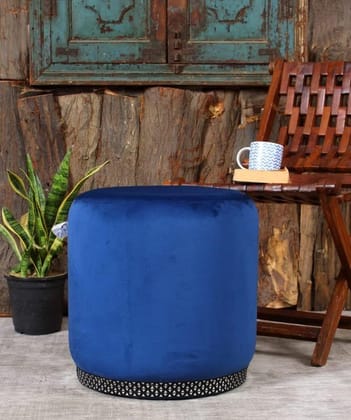 Shadowkart Pouffes Sitting Stool for Living Room, Mudda Puffy Wooden Ottoman Stools, Pouffe Footstool, Pouf for Office Home Decoration & Dressing Table, 16x16x18 Inch, RoyalBlue
