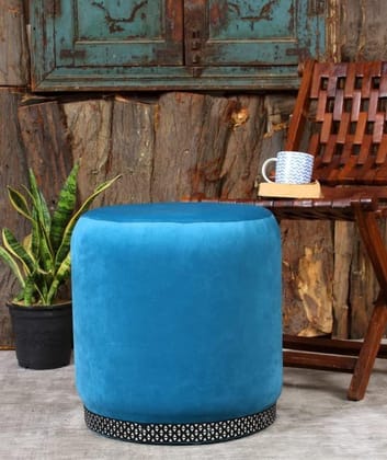 Shadowkart Pouffes Sitting Stool for Living Room, Mudda Puffy Wooden Ottoman Stools, Pouffe Footstool, Pouf for Office Home Decoration & Dressing Table, 16x16x18 Inch, Aqua