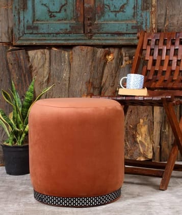 Rugsxerry Pouffes Sitting Stool for Living Room, Mudda Puffy Wooden Ottoman Stools, Pouffe Footstool, Pouf for Office Home Decoration & Dressing Table, 16x16x18 Inch, Mouse