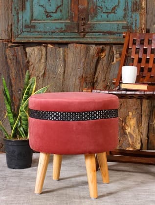Shadowkart Pouffes Sitting Stool for Living Room, Mudda Puffy Wooden Ottoman Stools, Pouffe Footstool, Pouf for Office Home Decoration & Dressing Table, 16x16x18 Inch, Gajri