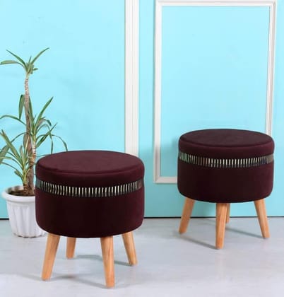 ShadowKart Pouffes Sitting Stool for Living Room, Mudda Puffy Wooden Ottoman Stools, Pouffe Footstool, Pouf for Office Home Decoration & Dressing Table, 16x16x18 Inch, Coffee