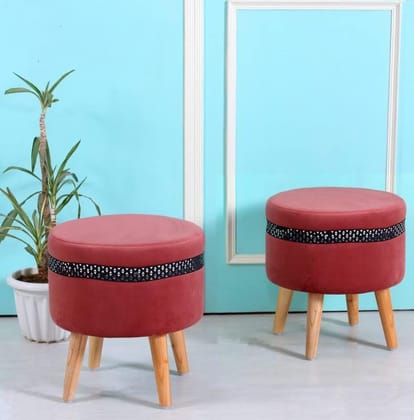 ShadowKart Pouffes Sitting Stool for Living Room, Mudda Puffy Wooden Ottoman Stools, Pouffe Footstool, Pouf for Office Home Decoration & Dressing Table, 16x16x18 Inch, Gajri