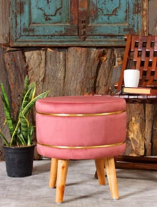 Shadowkart Pouffes Sitting Stool for Living Room, Mudda Puffy Wooden Ottoman Stools, Pouffe Footstool, Pouf for Office Home Decoration & Dressing Table, 16x16x18 Inch, Gajri