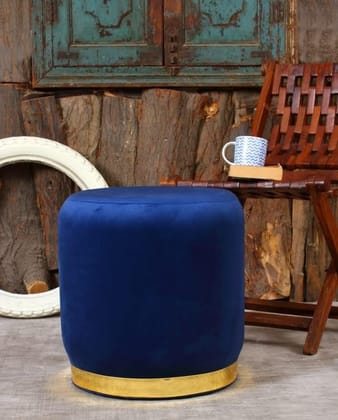 Rugsxerry Pouffes Sitting Stool for Living Room, Mudda Puffy Wooden Ottoman Stools, Pouffe Footstool, Pouf for Office Home Decoration & Dressing Table, 16x16x18 Inch, RoyalBlue