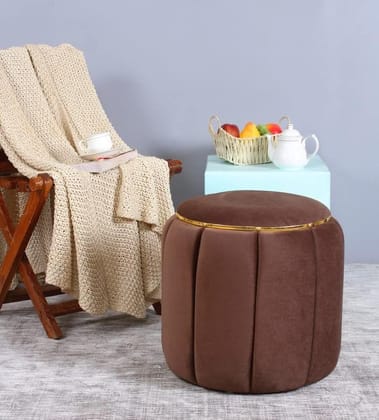Shadowkart Pouffes Sitting Stool for Living Room Mudda Puffy Wooden Ottoman Stools Poof Footstool Dressing Table Pouf for Office Home Decor, 18x18x17 Inch, Coffee