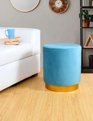 ShadowKart Ottoman Pouffes For Sitting Stool For Living Room Poof Sitting Puffy Mudda Wooden Stools Chair Living Room Poof Furniture Footrest Pouf Foot Stool For Office Room Decor, 16x16x18 inch, Aqua