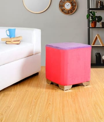 ShadowKart Sitting Stool Ottoman Pouffes for Living Room Sitting Bench Furniture Wooden Footrest Pouf Seat Puffy Foam Small Foot Stool for Office Home Decor, 16x16x18 Inch (Square, Rosepink)
