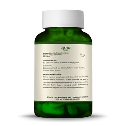 Bio Resurge Ayurvedic Medicine Gokhru Herbal Supplement Tablets - 750g (60 Tablet)