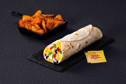 Veg Signature Meal __ Creamy Makhani Falafel Wrap,Hazelnut Brownie